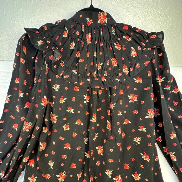 WeWoreWhat Black Floral High-Low Ruffle Maxi Dress Sz S Long Sleeves Whimsigoth - Picture 8 of 11